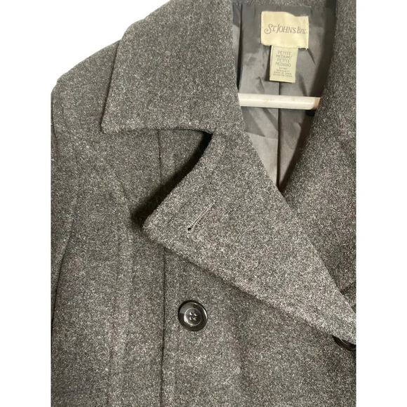 St. Johns Bay Double Breast Charcoal Wool Blend Pea Coat Women's Size P. Med - Picture 4 of 6